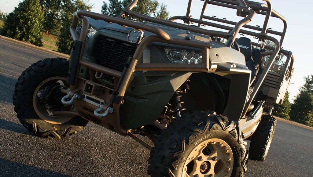 Off-road UTV protected with a polyurea coating